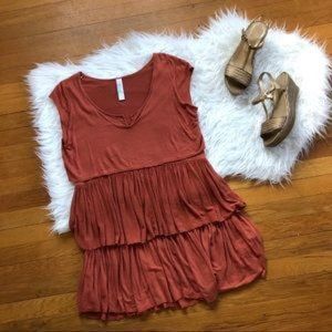 Free People | Rust Orange Tiered Tunic Dress M